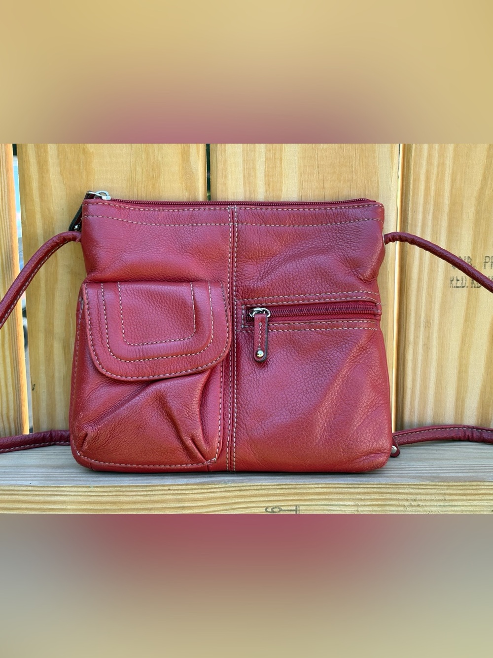 Tignanello Red Leather crossbody Bag